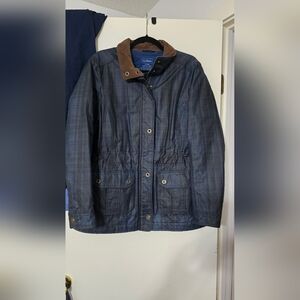 L.L. Bean Dark Blue Utility Jacket with Brown Accents